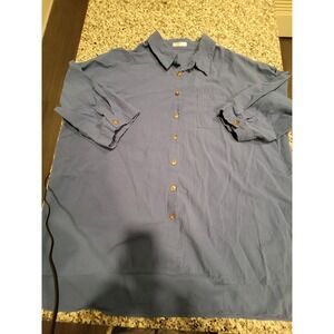 In Voland Blue Cotton‎ Button Front Shirt Tunic 22W